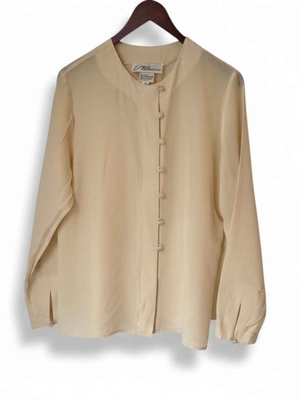 Vintage Bonnie Bradford  Silk Button-Front Blouse in Cream -